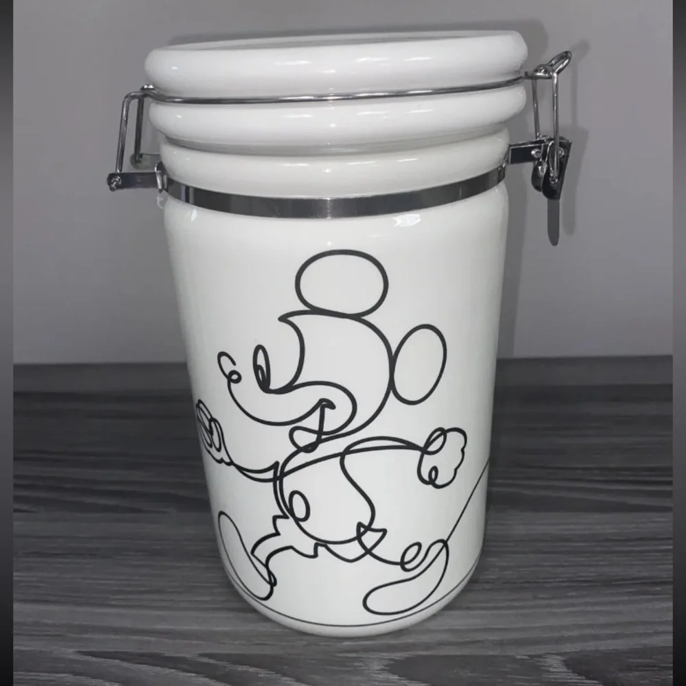 Disney Mickey Mouse 8” Linear Hinge Cookie Jar Canister Container Black …